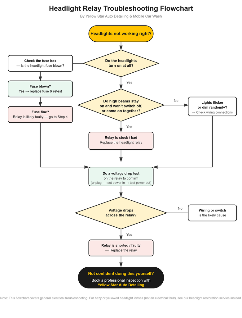 Headlight Relay Troubleshooting Flowchart